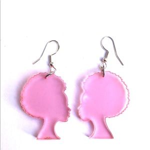 Pink Acrylic Afro Earrings
